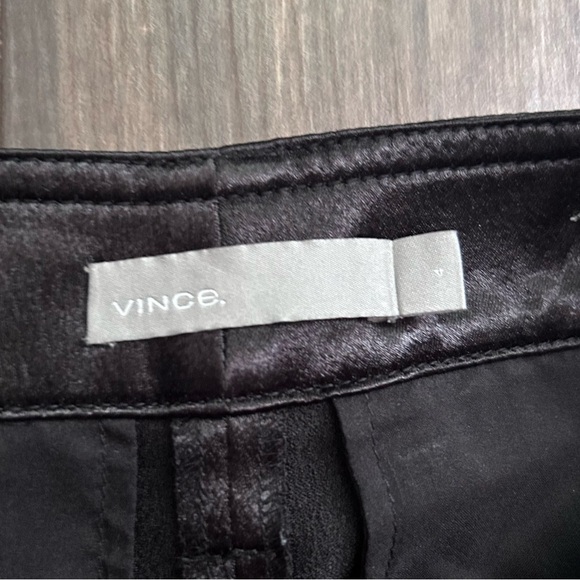 VINCE Metallic Satin Crop Wide Leg Pants in Black Sz 4 - Picture 8 of 10